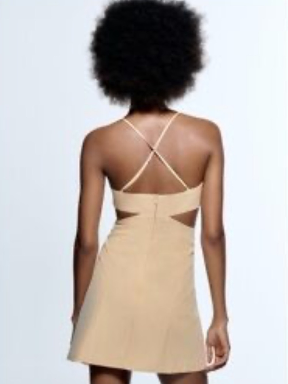 Zara Light Yellow Cut Out Linen Blend Dress - Picture 4 of 9